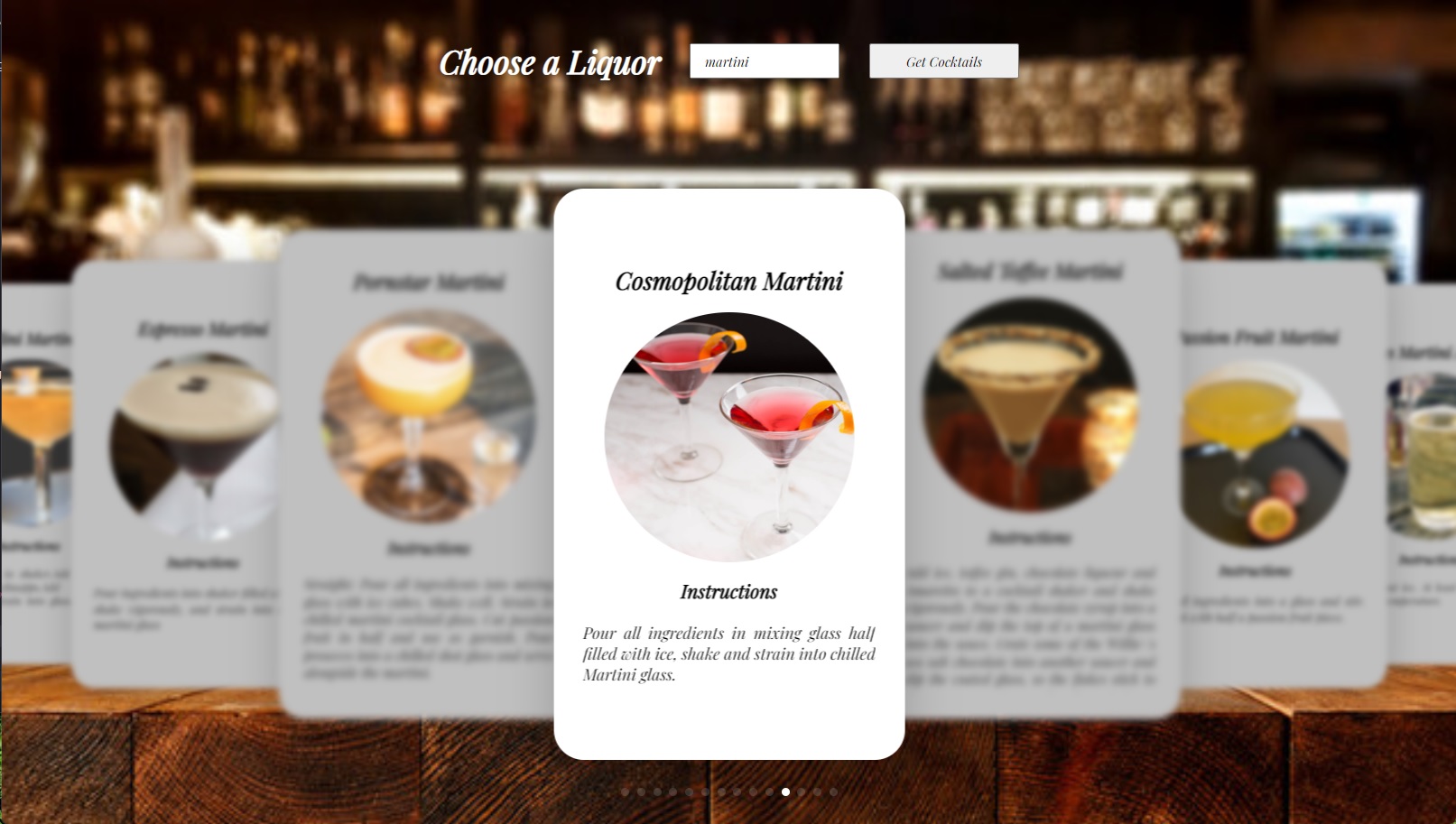 Drinks Carousel Webite